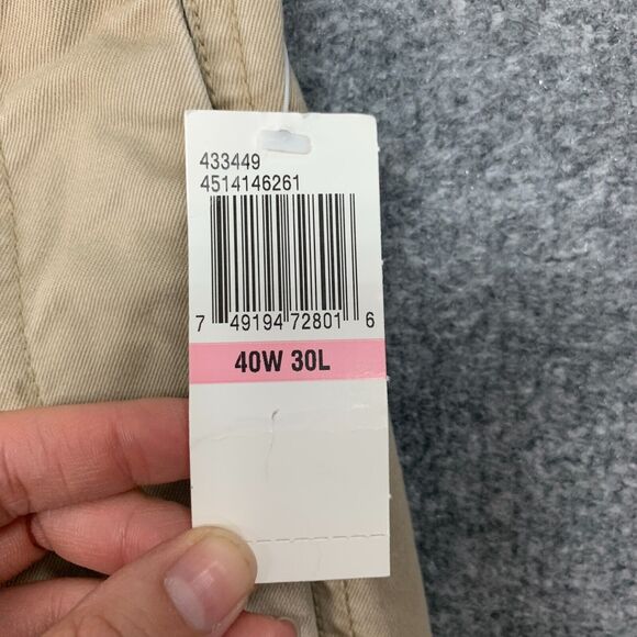 Izod Chino Pants Mens 40 Straw Cotton Chesapeake Twill Antique Wash Flat Front - Picture 4 of 14